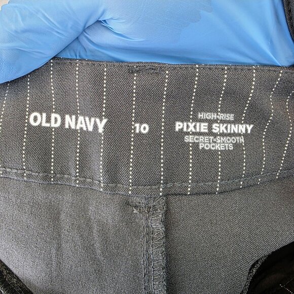 Old Navy Pants Womens Size 10 Gray Pinstripe High Rise Pixie Skinny Ankle Dress - Picture 9 of 12